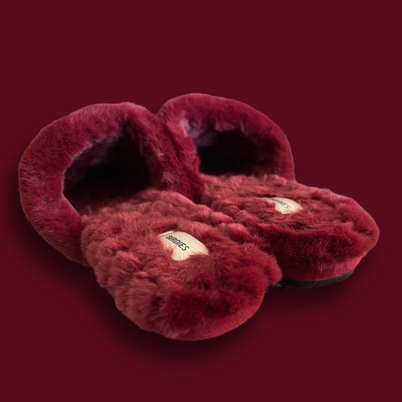 BIRDIES red merlot faux fur slippers size 7.5 The Songbird style - Picture 7 of 10